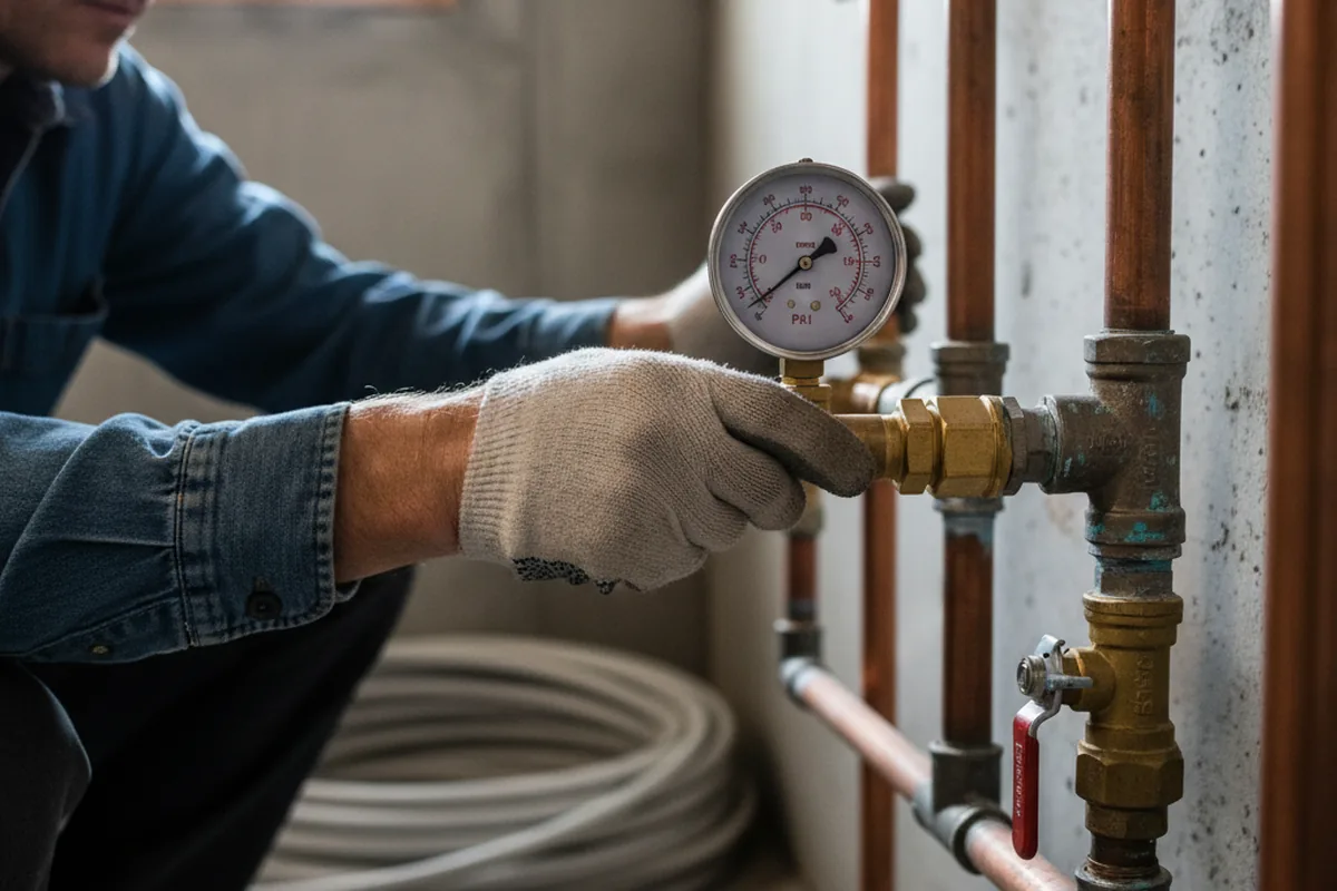 Pressure testing a repaired line during Water Line Repair in Park Valley